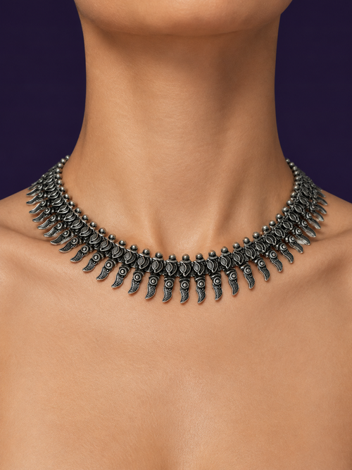 Antique Feather Choker worn