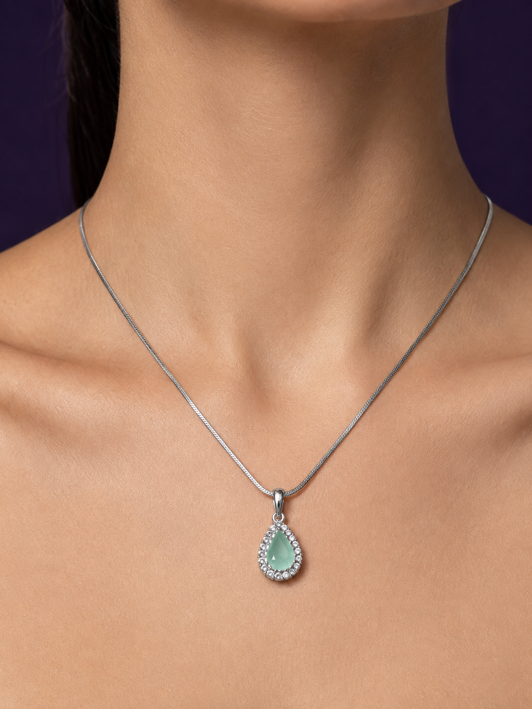Mint Drop Pendant — Silver