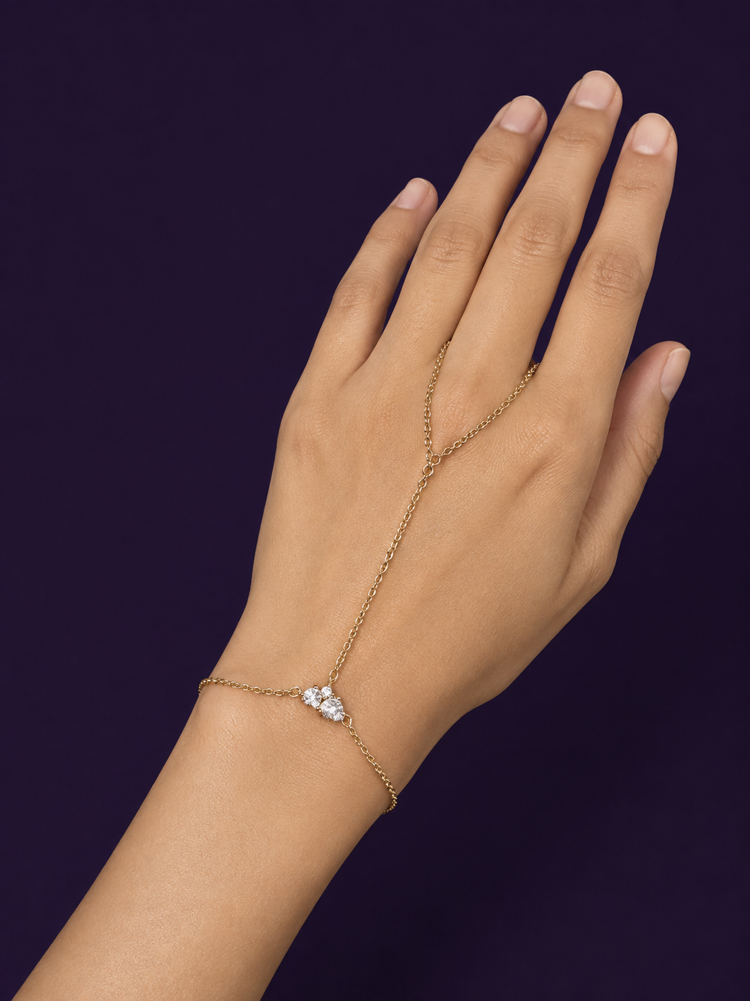 Triple Heart Hand Chain — Gold