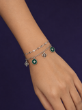 Double Chain Emerald Bracelet — Silver