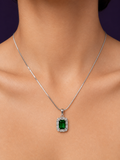 Square Emerald Pendant — Silver