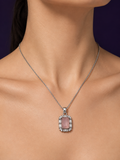 Square Pink Pendant — Silver