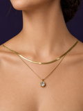 Double Chain Crystal Pendant — Gold