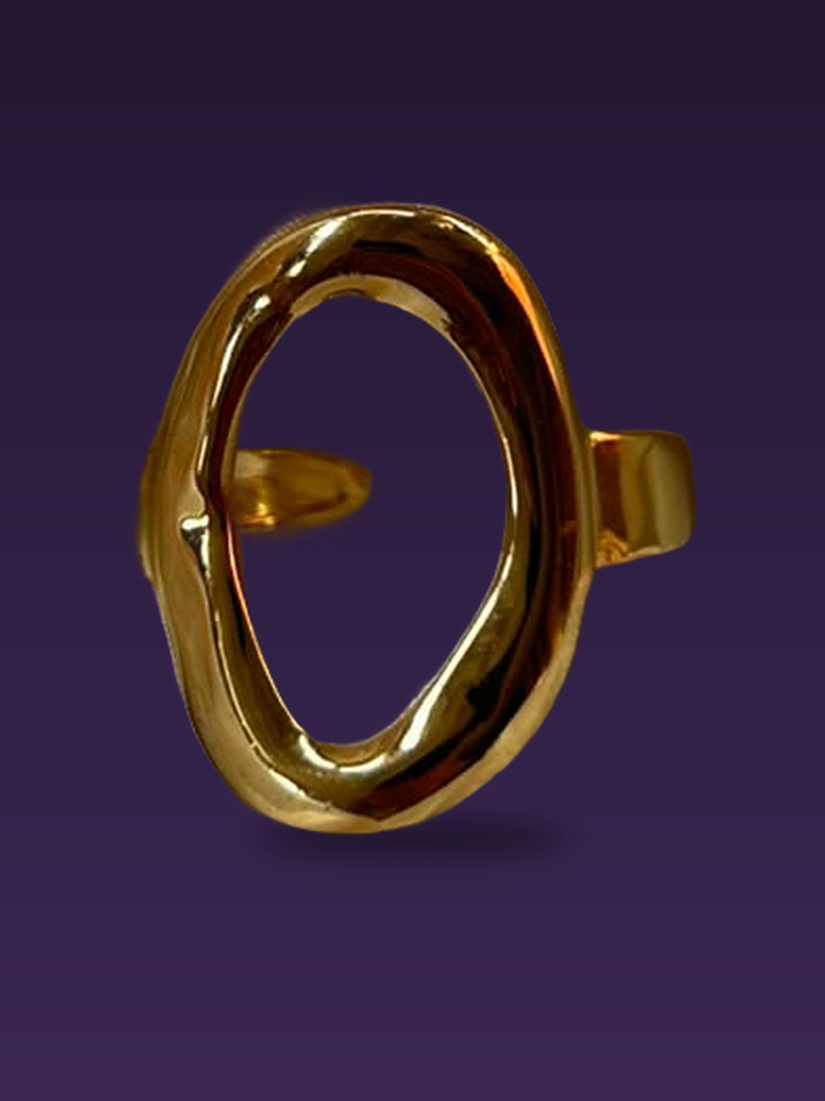 Geometric Big Oval Ring — Gold