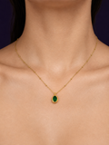Emerald Ball Chain Pendant — Gold