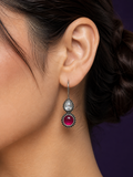 Indian Ruby Drop Earrings — Pink
