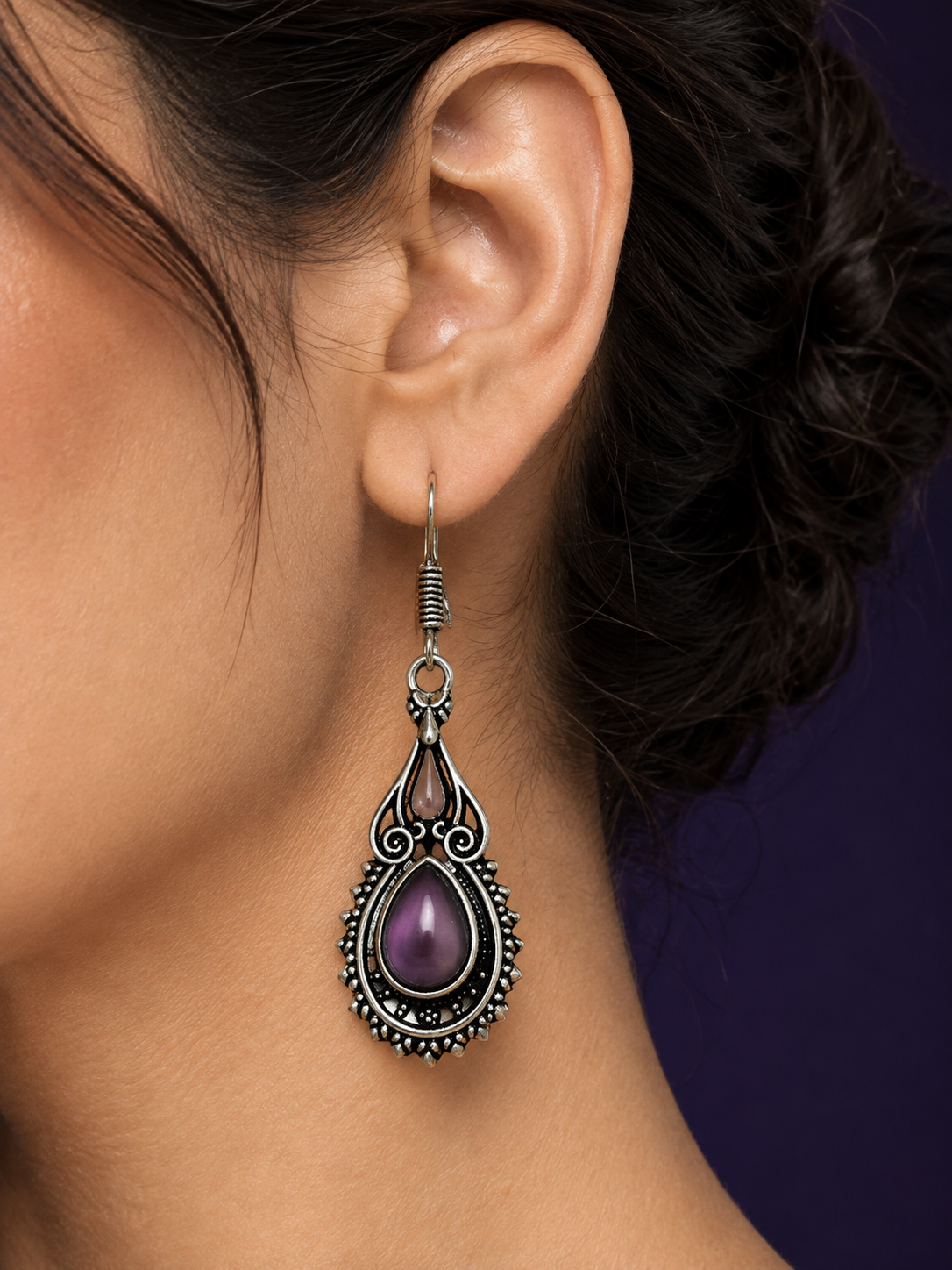 Mehtaab Ansu Earrings — Plum