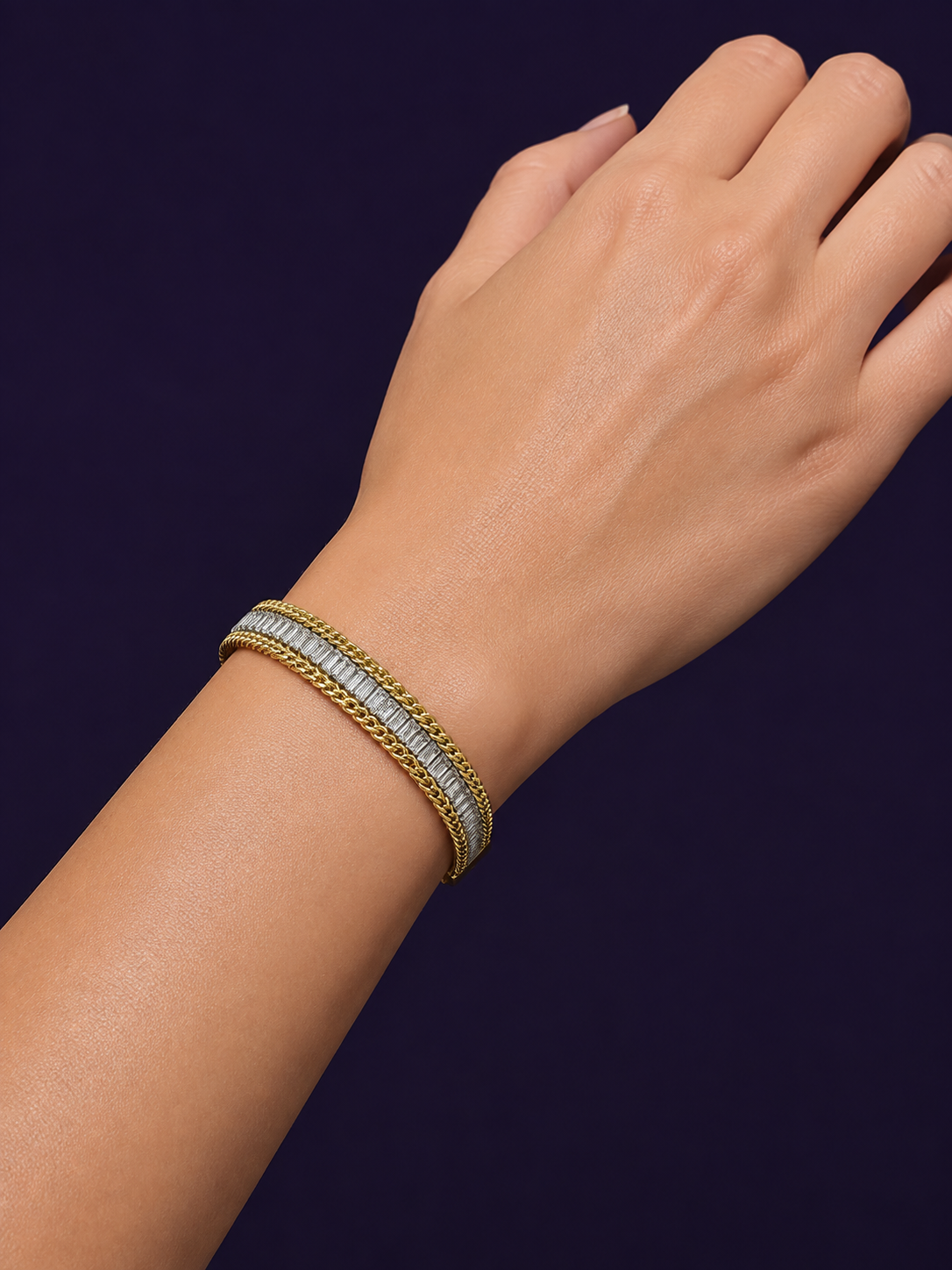 Triple Layered Crystal Bracelet — Gold