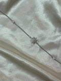 Silver Minimal Floral Anklet — Silver