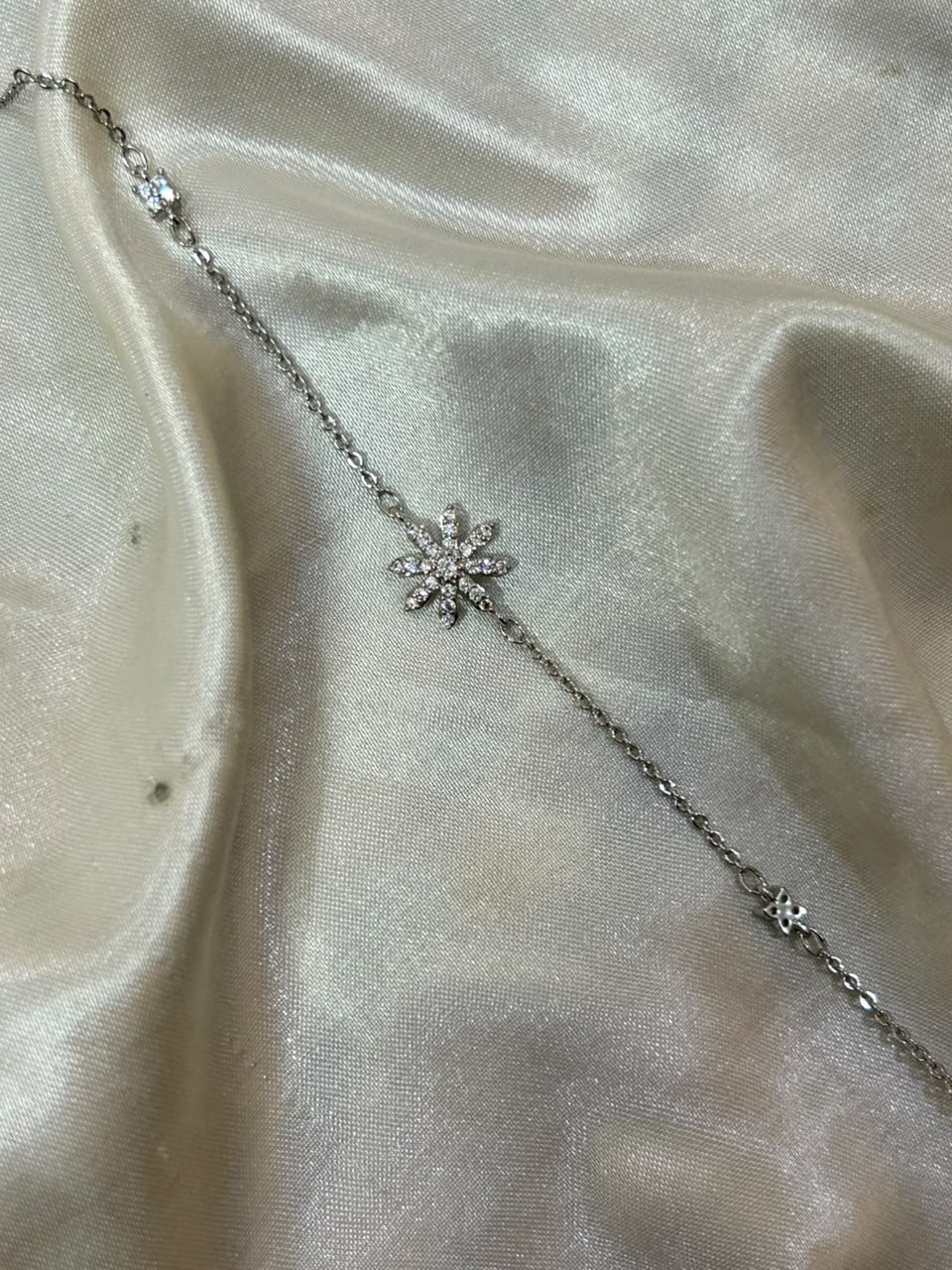 Silver Minimal Floral Anklet — view 2