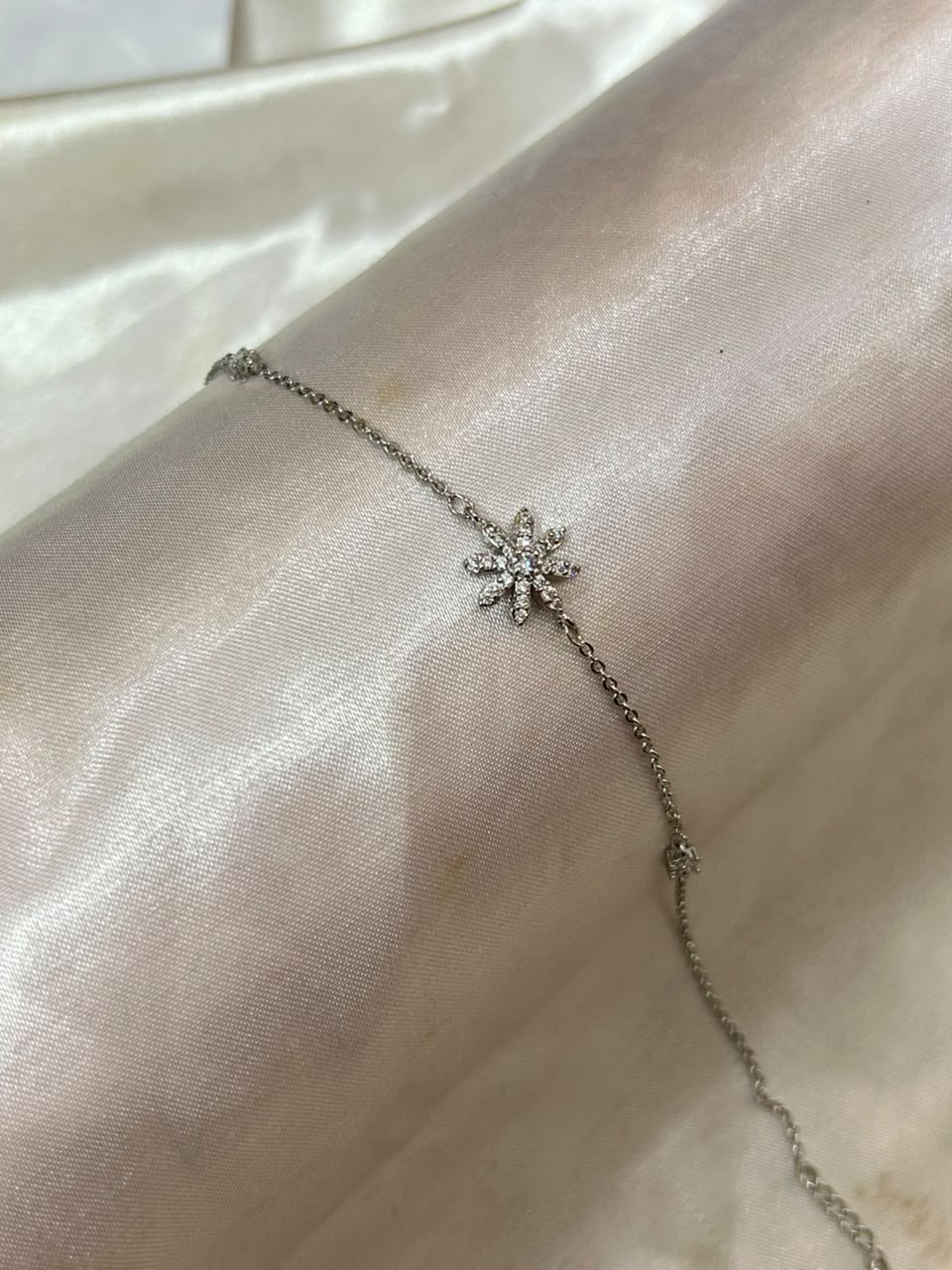 Silver Minimal Floral Anklet — view 3