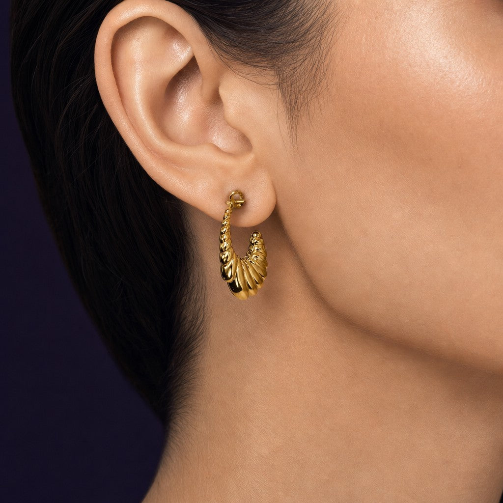 Croissant C-Shaped Hoops — Gold