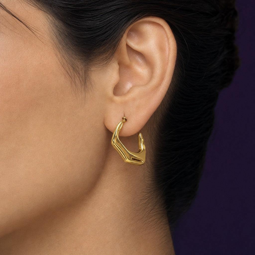 Molten C-Shaped Hoops — Gold