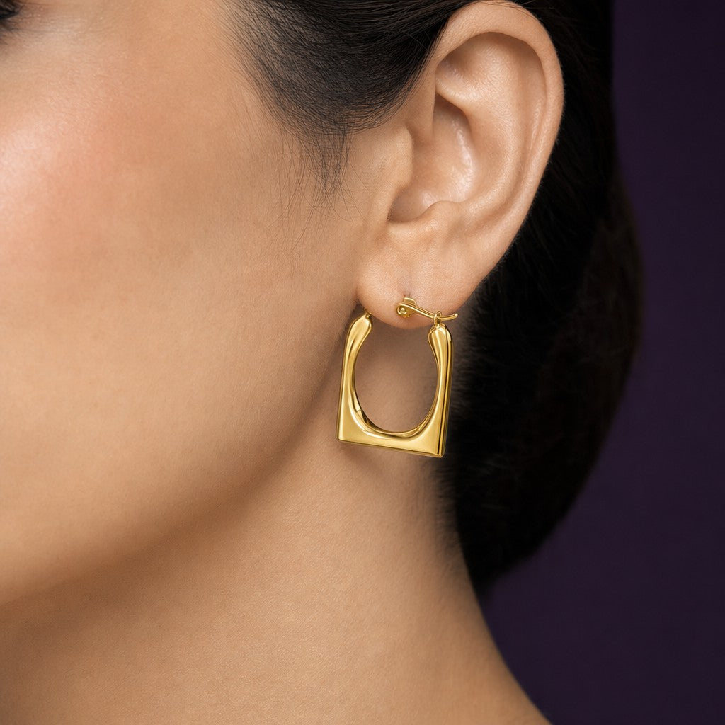 Rectangle Hoops — Gold